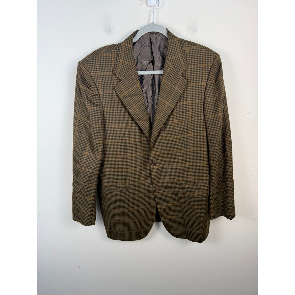 Kiton Napoli 100% Cashmere Plaid Blazer Brown Tan 40 US 50 EU Sport Coat Italy